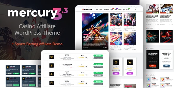 Mercury v3.5.1 - Gambling & Casino Affiliate WordPress Theme. News & Reviews