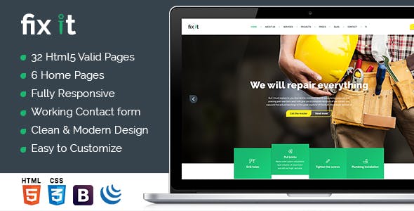 Fixit Construction - Construction HTML Template