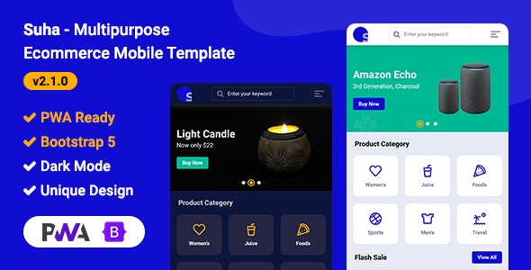 Suha v2.1.0 - Multipurpose Ecommerce Mobile HTML Template