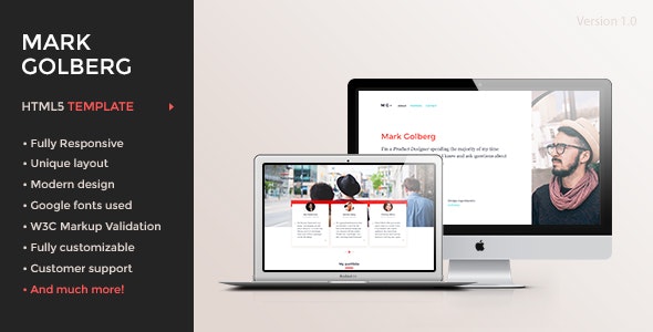 MG v1.0 – Freelance Portfolio & Resume One Page HTML5 Template