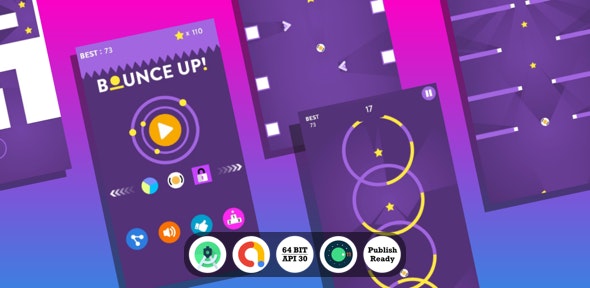 Bounce Up Android Game with Admob Ads + reward video + Android Studio + ready to publish v1.0