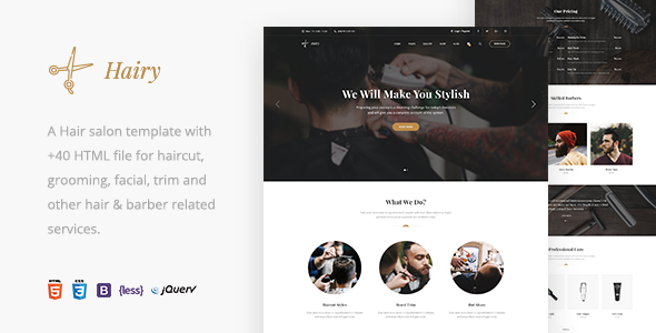 Download Hairy – Barbershop & Hair Salon HTML Template | Free Nulled Scripts