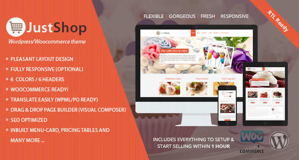 Justshop v8.3.1 - Cake Bakery Restaurant WordPress Theme