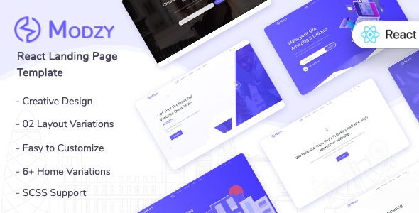 Modzy v1.0 - React Landing Page Template