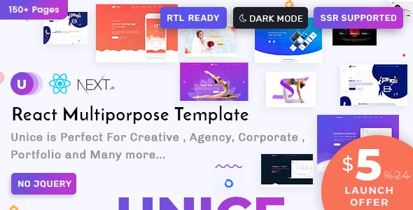 Download Unice React Next Creative Agency and Portfolio Landing Page Templates v1.0 | Free Nulled Scripts