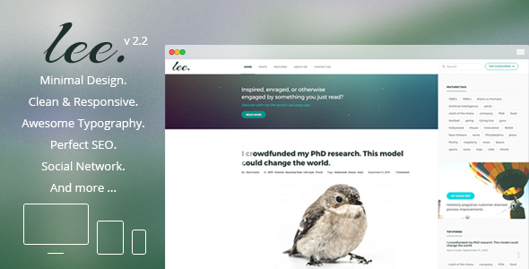 Lee Blog v2.2 - Minimal and Creative WordPress Theme