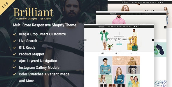 Brilliant v1.1.0 - Multi Store Responsive Shopify Theme
