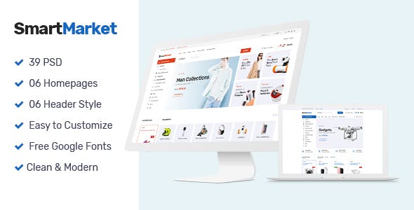 SmartMarket v1.0 - Multipurpose Electronics eCommerce PSD