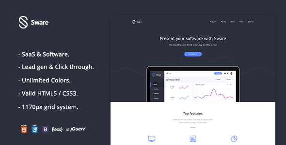Download Sware SaaS & Software Landing HTML5 Page Template | Free Nulled Scripts