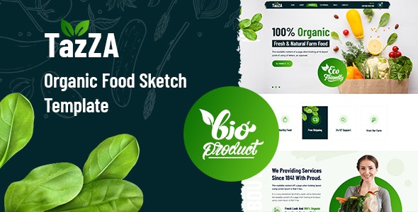 Download TazZA v1.0 – Organic Food Sketch Template | Free Nulled Scripts