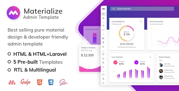 Materialize v7.4 - HTML & Laravel Material Design Admin Template