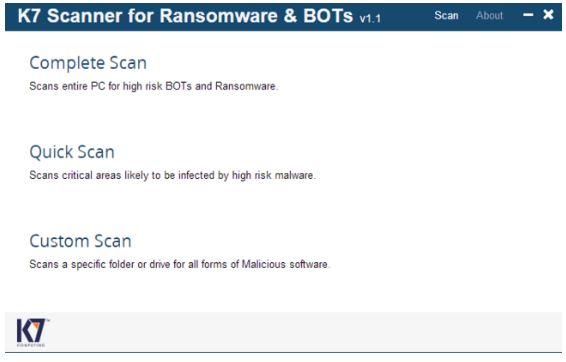 K7 Scanner for Ransomware & BOTs