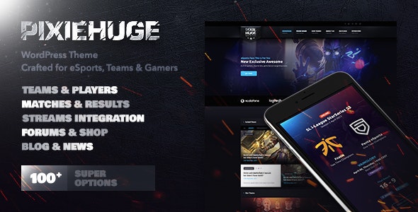 PixieHuge v1.1.7 - eSports Gaming Theme For Clans & Organizations