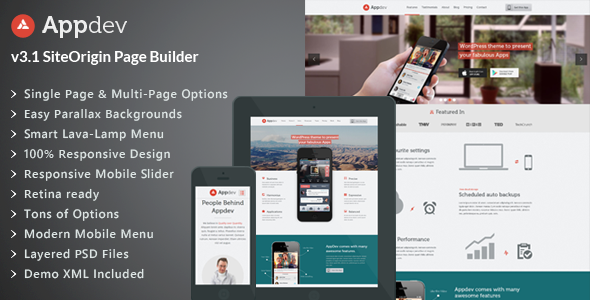 Appdev v3.9 - Mobile App Showcase WordPress Theme