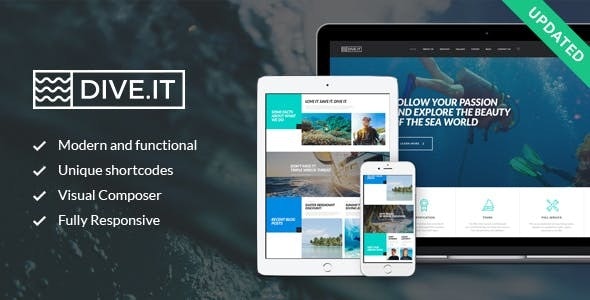 DiveIt v1.3.1 - Scuba Diving School, Sea Adventure & Travel WordPress Theme