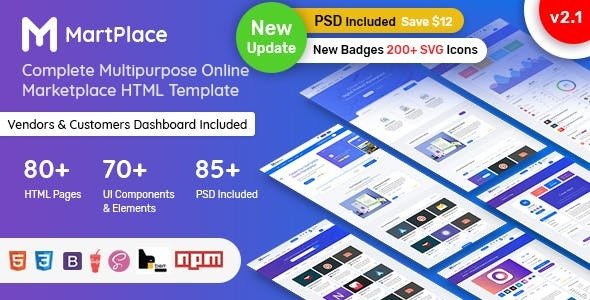 Download MartPlace v2.1 – Multipurpose Online Marketplace HTML Template with Dashboard | Free Nulled Scripts
