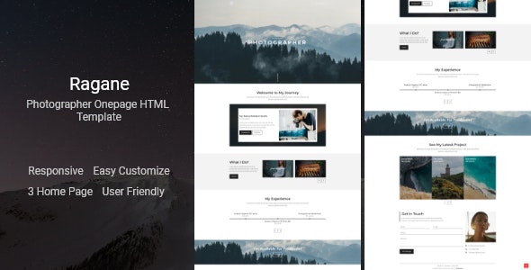 Ragane v1.0 - Photographer Onepage HTML Template