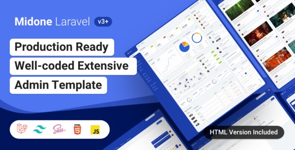 Midone v3.0.5 - Laravel 8 Admin Dashboard Template + HTML Version + XD Design File