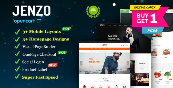 Jenzo v1.0 - Drag & Drop Multipurpose OpenCart Theme with Mobile-Specific Layouts
