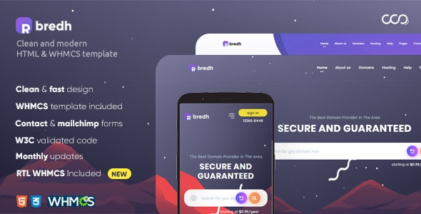 Bredh v1.4 - Multipurpose Web Hosting with WHMCS Template