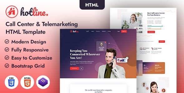 Hotline v1.0 - Call Center and Telemarketing HTML Template