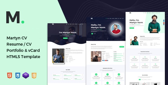 Martyn 1.0 - CV/Resume/Portfolio/vCard HTML Template