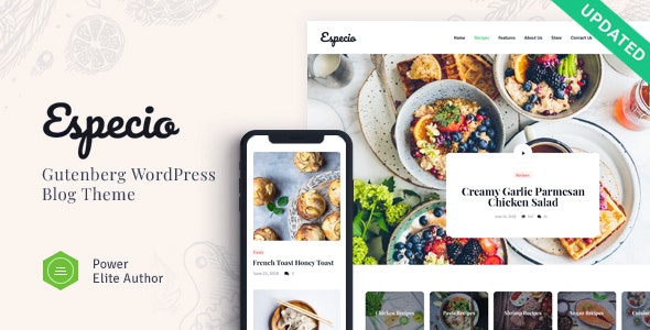 Especio v1.0.1 - Personal Gutenberg Food Blog WordPress Theme