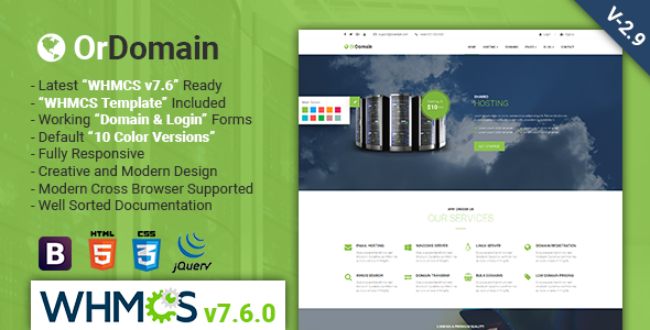 OrDomain v2.9 - Responsive HTML5 WHMCS Hosting Template