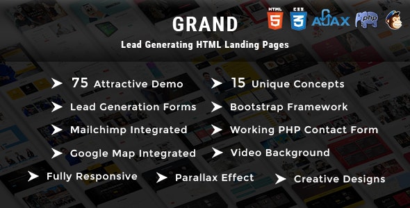 Grand v1.0 - Lead Generating HTML Landing Pages
