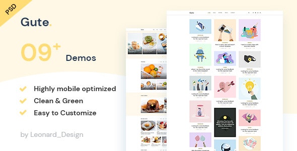 Download Gute v1.0 – Minimalist Blog PSD Template | Free Nulled Scripts