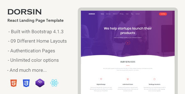 Dorsin v1.0.0 - React Landing Page Template