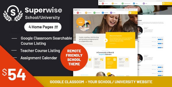 Superwise v2.9.1 - Modern Education and Google Classroom WordPress Theme