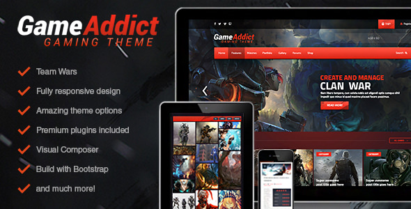 Game Addict v2.3.1 - Clan War Gaming Theme