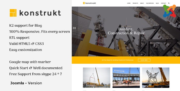 Konstrukt v2.0 - Construction & Business Joomla Template