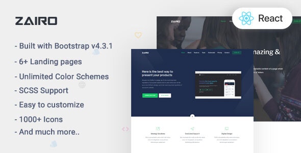 Zairo v1.0 - React Landing Page Template