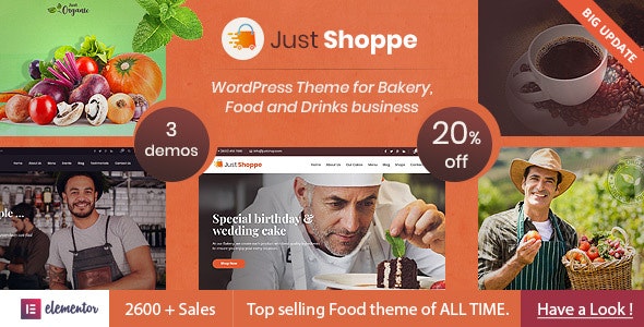 Justshoppe v11.0 - Elementor Cake Bakery WordPress Theme