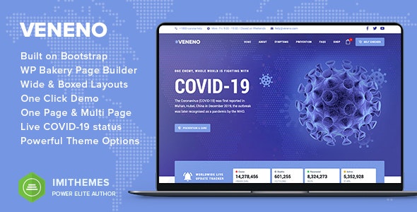 Veneno v1.3 - Coronavirus Information WordPress Theme