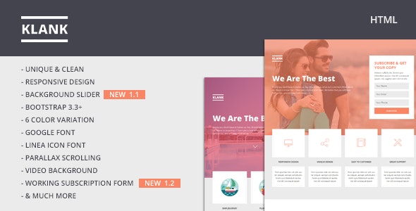 Klank v1.0 - Multipurpose Landing Page With Bootstrap