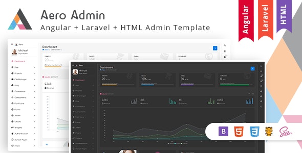 Aero v1.5.0 - Bootstrap Admin Template with Laravel & Angular version