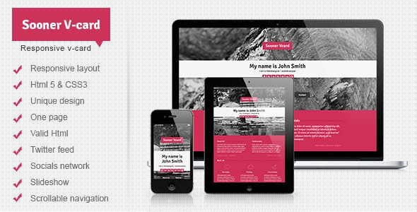 Sooner v1.0 - Responsive One Page V-card Template