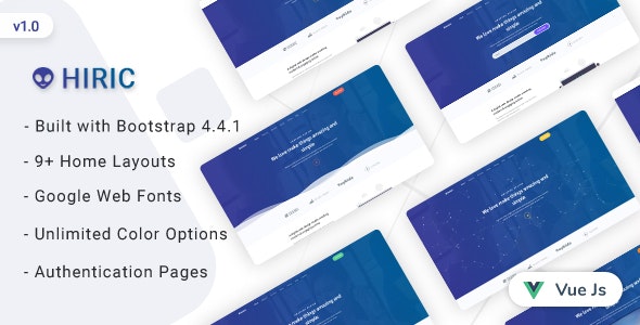 Hiric v1.0 - VueJs Landing Page Template