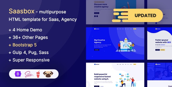 Saasbox v1.0 - Bootstrap 5 Multipurpose HTML Template for Saas & Agency