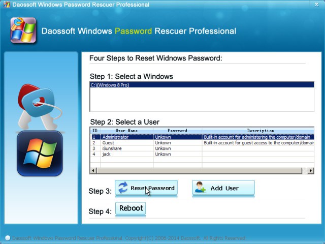 Download DaosSoft Windows Password Rescuer Personal 6.0.0.1 + Crack [CrackingPatching]
