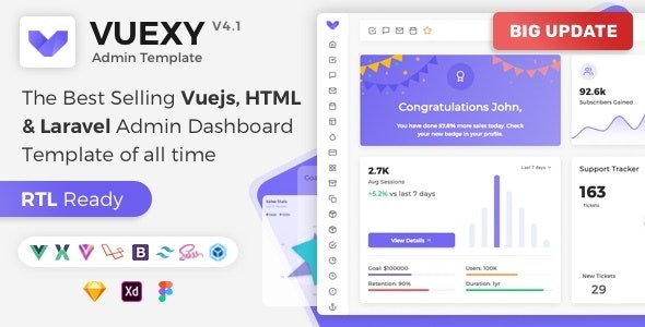 Vuexy v4.1 - Vuejs, HTML & Laravel Admin Dashboard Template