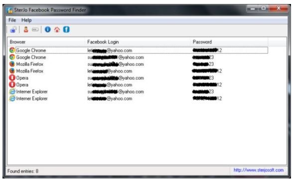SterJo Facebook Password Finder