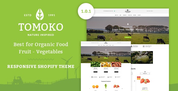 Tomoko v1.0 - Organic Food/Fruit/Vegetables Responsive Shopify Theme