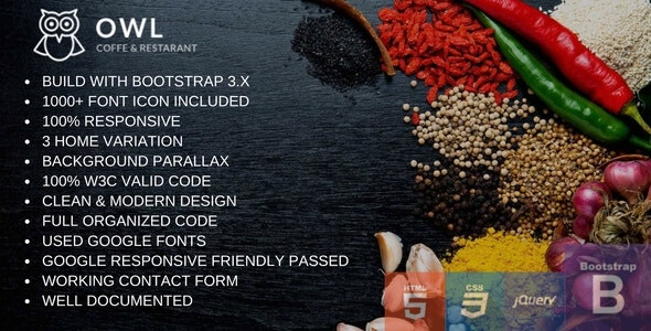 Owl Restaurant - Cafe & Restaurant Template