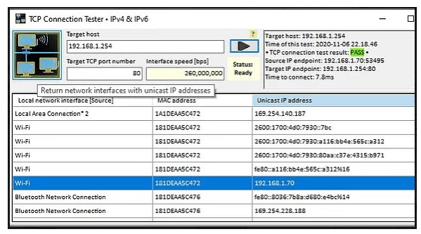 TCP Connection Tester