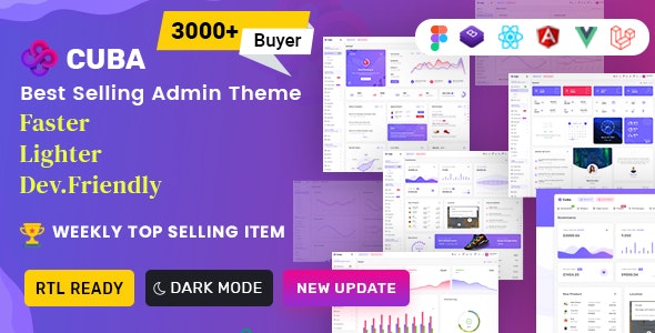 Cuba - Bootstrap 4 & 5 HTML, React, Angular 12, VueJS & Laravel Admin Dashboard Template - 25 September 2021