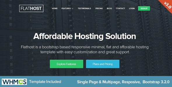 FlatHost Responsive Hosting Template with WHMCS v3.9.9